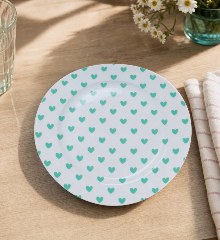 Miss Etoile Hearts-print Round Plate, Model View
