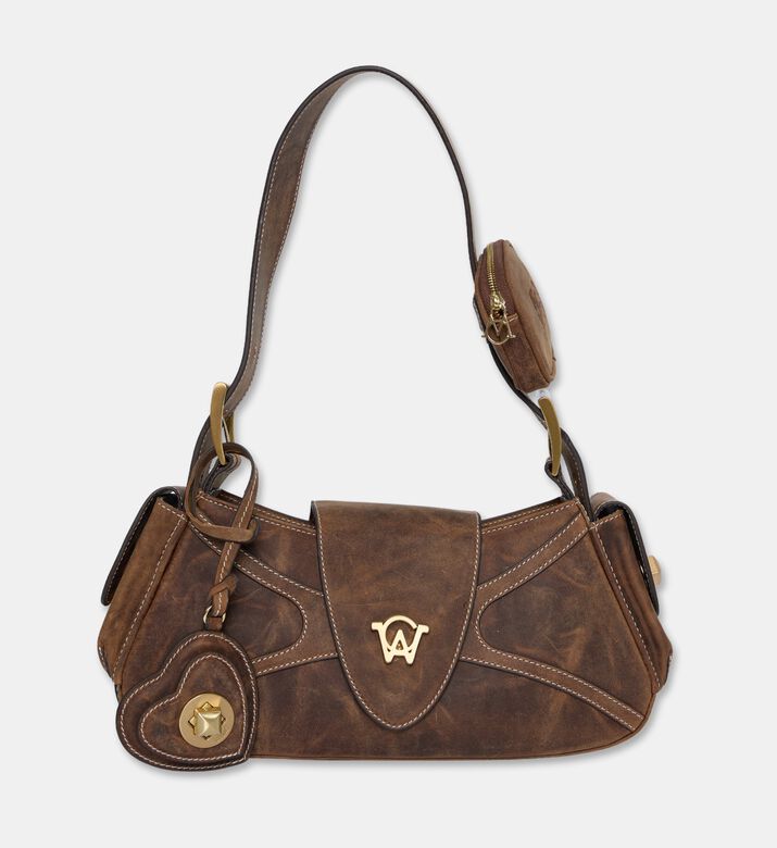 Manc Aurora Logo-detail Shoulder Bag, Brown, Packshot View