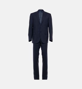 بدلة بلون أزرق داكن بجاكيت بصف أزرار واحد