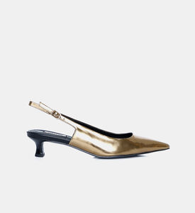 حذاء بكعب عالٍ بسير خلفي مفتوح معدني