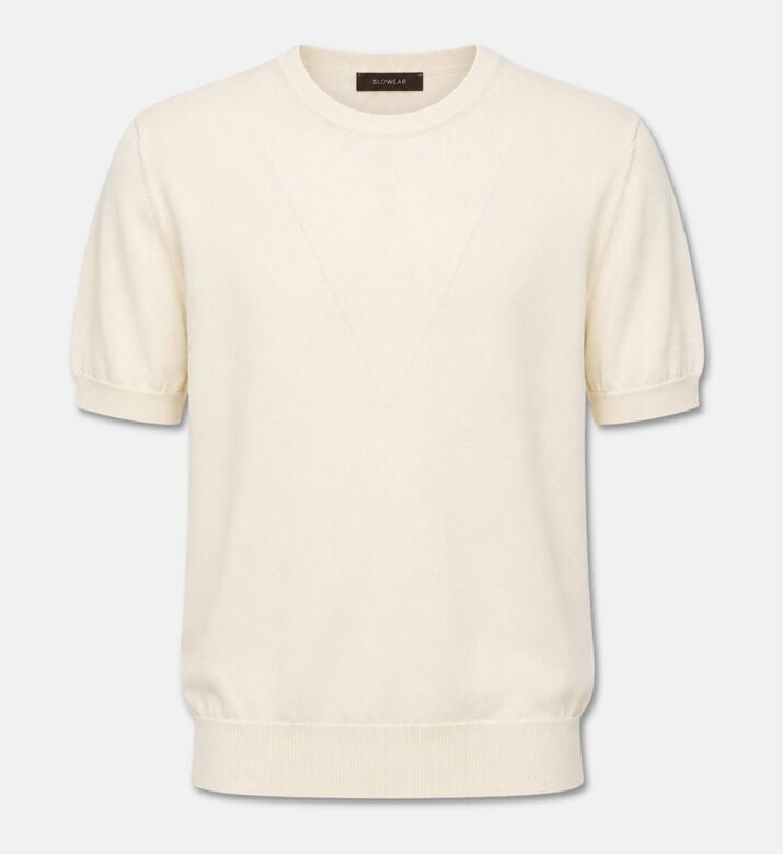 Slowear Crewneck Short-sleeve Knit Sweatshirt, White, 54, Packshot View