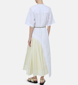 فستان متوسط الطول قطن بطيات