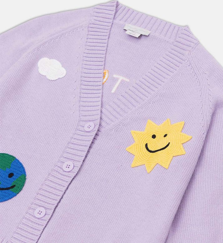 Knit Graphic Patches V-neck Cardigan