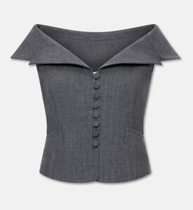 Ganni Asymmetric Collar Short-sleeve Blazer, Packshot View