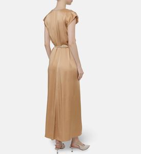 Forte-Forte Short-sleeve V-neck Flared Dress, Model View