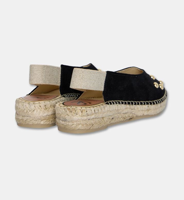 Salvi Studded Suede Slingback Espadrille Flat, Black, Eu-41, Packshot View