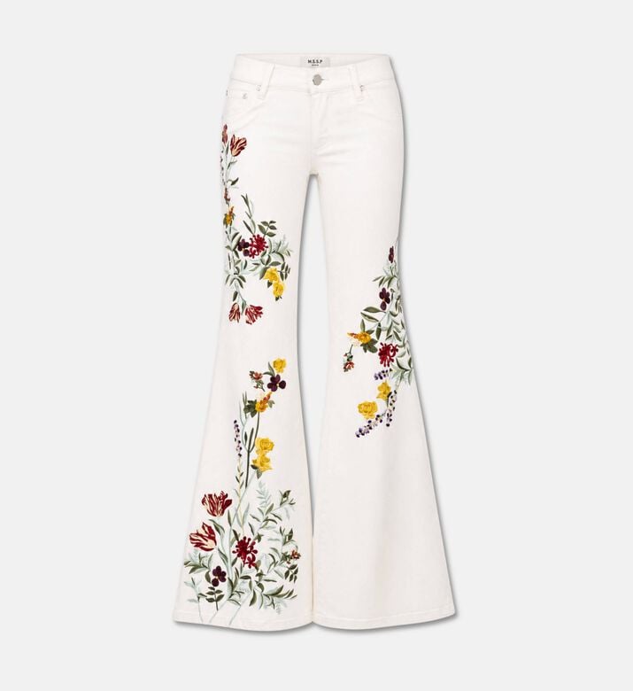 Alice + Olivia Floral-embroidered Flare Jeans, Packshot View