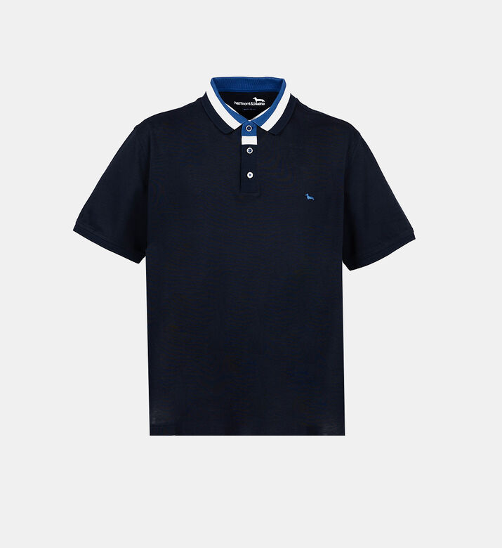 Ribbed Striped Collar Polo Shirt