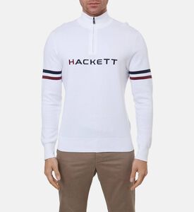 Hackett London Striped Zip Fastening Sweater, Model View