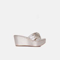 Gold Knotted Wedge Platform Sandals