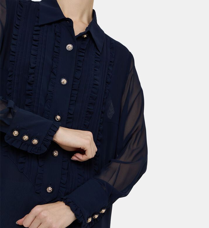 بلوزة بأكمام طويلة بعقدة