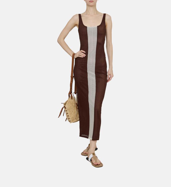 Two-tone Knit Midi Dress