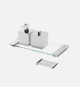 Chrome Square Clear Glass Tray