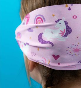 نظارة سباحة بيضاء للأطفال بشريط ناعم مزينة بأحادي القرن السحري