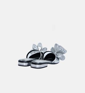 حذاء مسطح مفتوح من خلف براق بعقدة