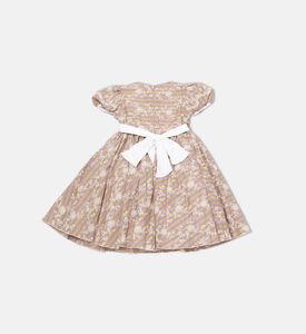 فستان واسع بأكمام منتفخة بتصميم أزهار