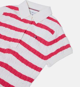 فستان بنمط كنزة مخطط منسوجة بغرزة الضفيرة