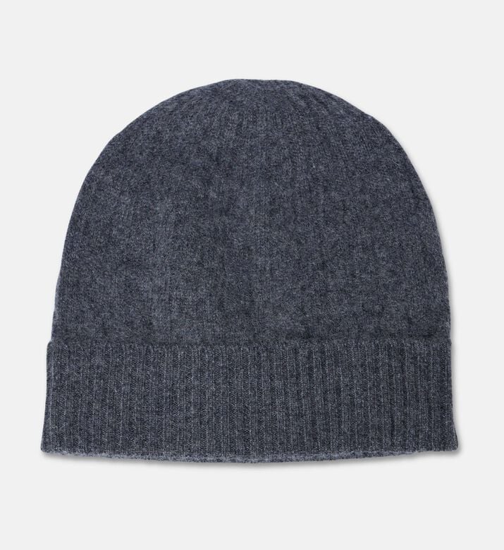 Galeries Lafayette Cable-knit Turn-up Beanie Hat, Dark-grey, Fs, Packshot View