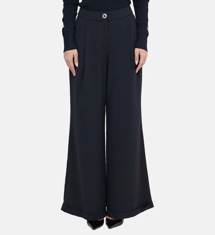 سروال عالي الخصر بأزرار زخرفية