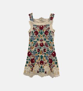 فستان كاثرين قصير مطرز بأزهار