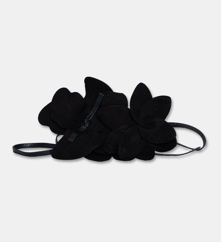 Hereu Corola Leather Floral Tie Handle, Black, Packshot View