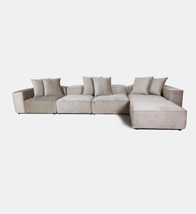 Home Deco and More Fillmore Velvet Corner Sofa, Beige, Packshot View