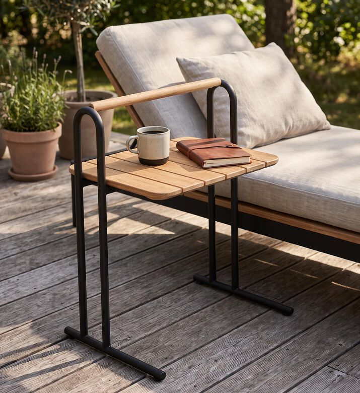 Lifestyle Garden Aluminum Teak Wood Portable Table, Packshot View