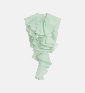 بلوزة بلا أكمام بتفاصيل كشكشة