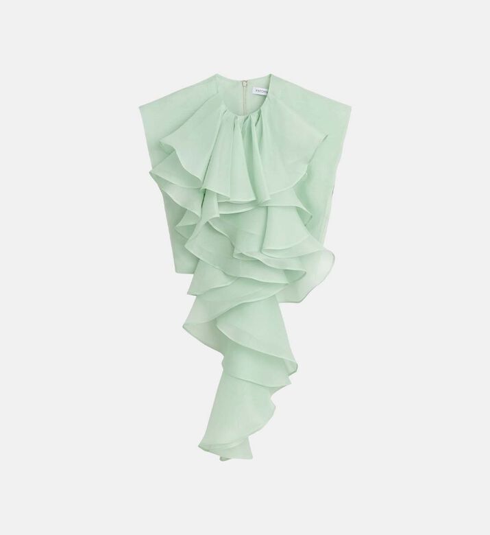 بلوزة بلا أكمام بتفاصيل كشكشة