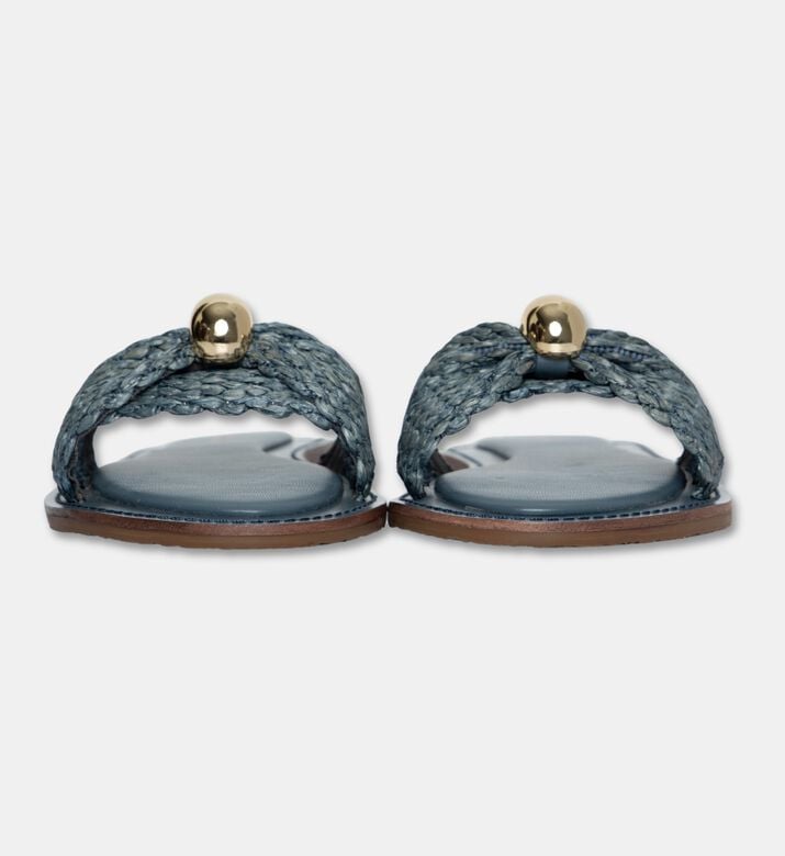 Arezzo Braided Slide Flat Sandals, Blue, Eu-40, Packshot View