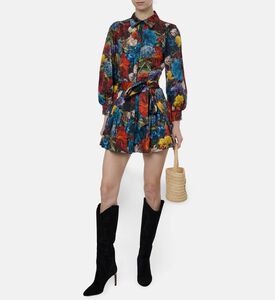 Alice and Olivia All-over Floral-print Long-sleeve Dress, Model View
