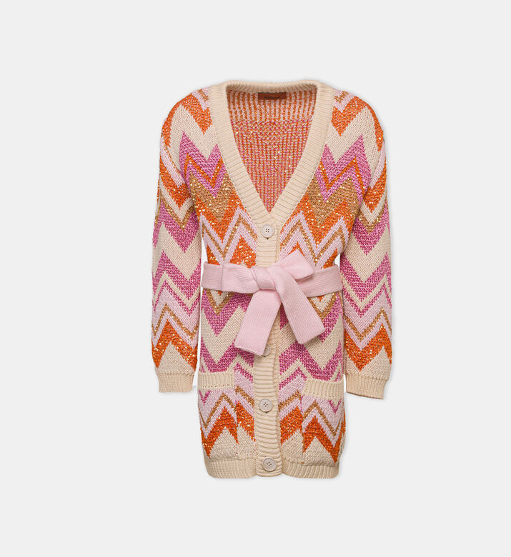 Jacquard Metallic Thread Knitted Cardigan