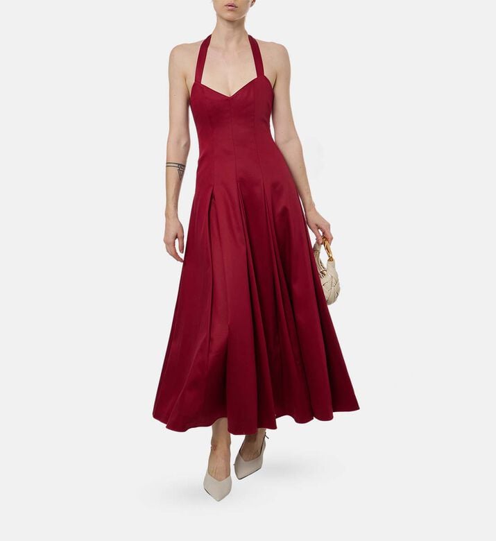 Halter Neck Sleeveless A-line Midi Dress