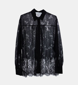 Floral-embroidery Long-sleeve Shirt