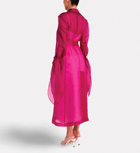 Savanna Silk Organza Summer Coat, Fuchsia, S-m, Model View