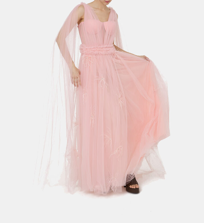 Sleeveless Tulle Skirt Maxi Dress