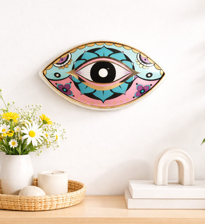 Home Deco and More Eye Ceramic Wall Decoration, Packshot View
