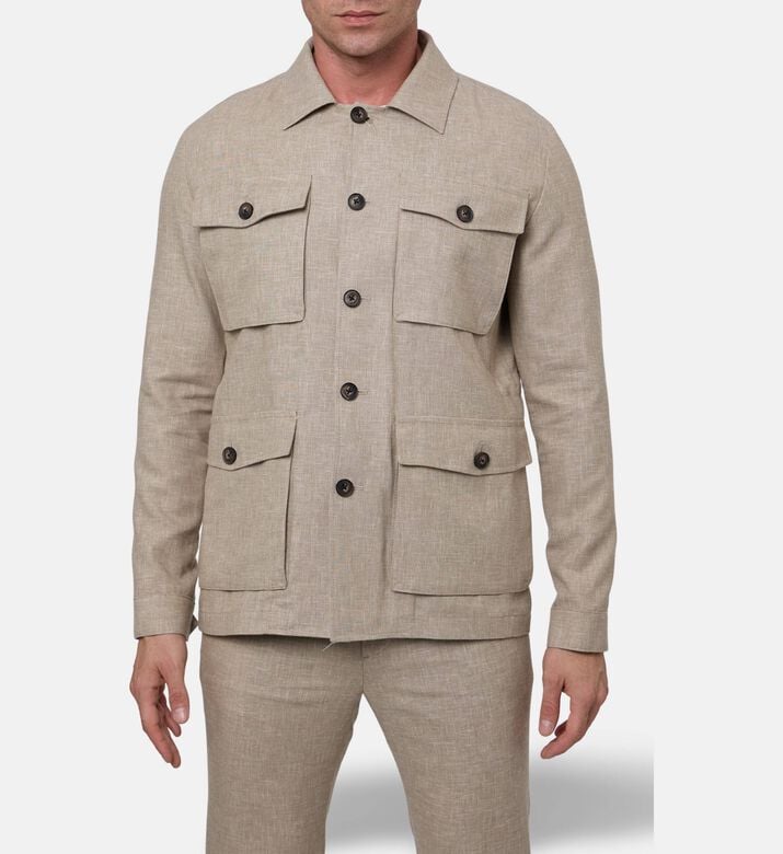 Pal Zileri Flap Pockets Structured Jacket, Camel, 54, Model View