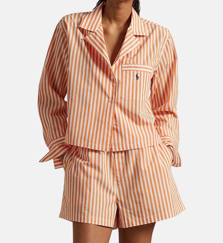 Embroidered Logo-detail Striped Pajama Set