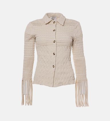 Niceta Fringed Woven Seersucker Shirt