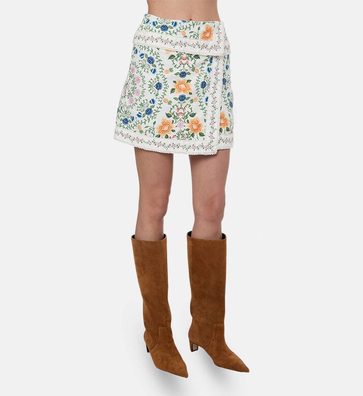 Farm Rio Wrap Floral Skirt, Model View