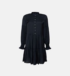 Randy Satin Buttoned Neck Dress