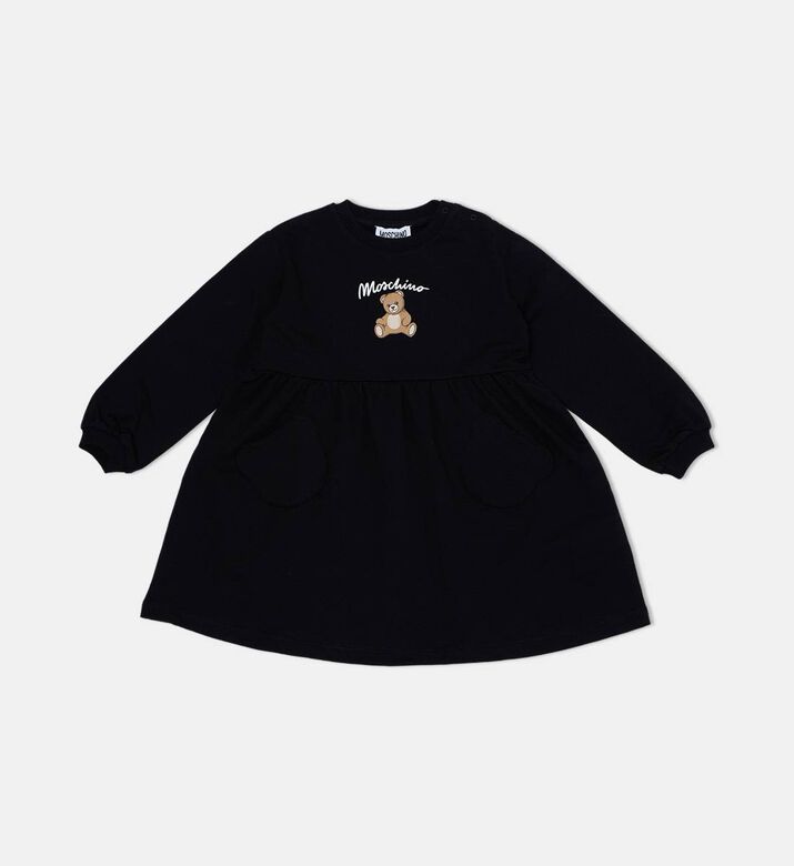 Teddy Bear-print Logo-print Long-sleeve Dress