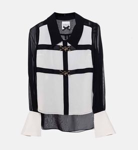 Edward Achour Paris Buckle Strap Paneled Blouse, Packshot View