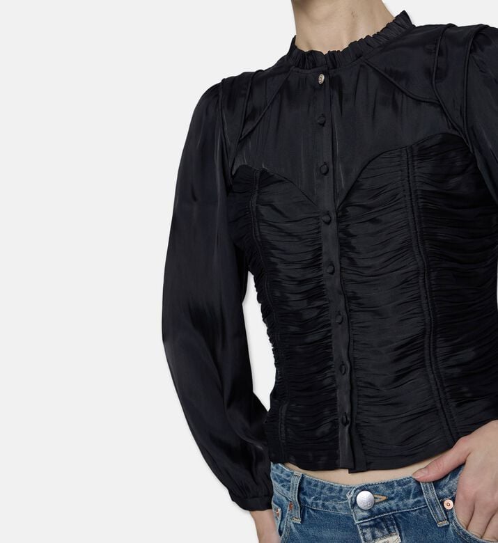 Ba and Sh Ruched Button-up Shirt, Model View