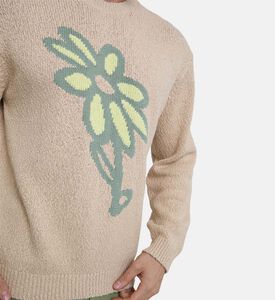 سترة محبوكة بنقشة أزهار قطن