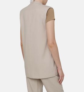 جاكيت بدون أكمام كتان بجيوب