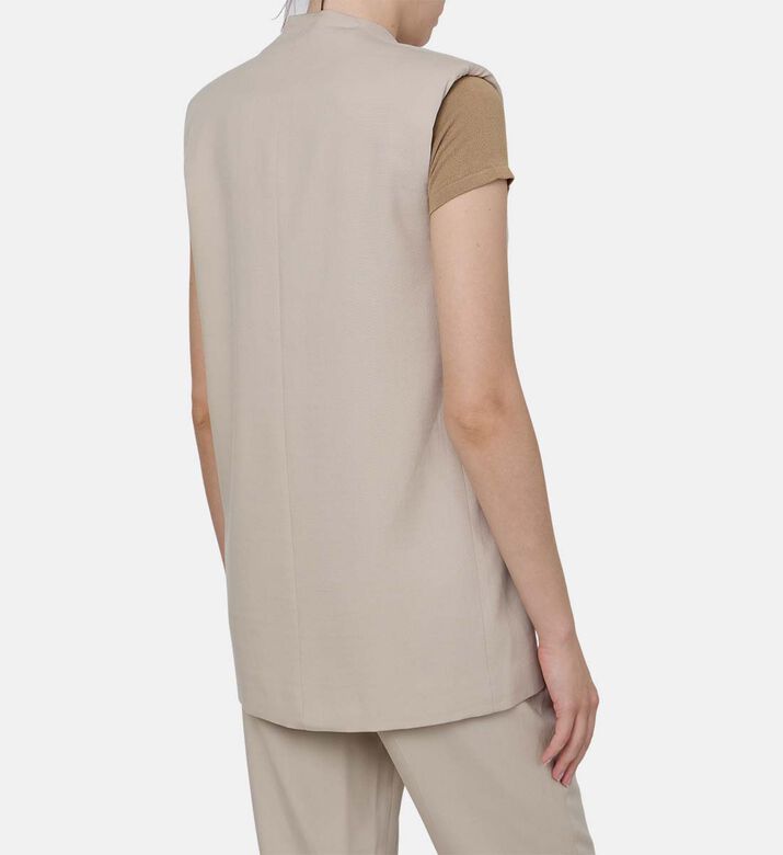 جاكيت بدون أكمام كتان بجيوب