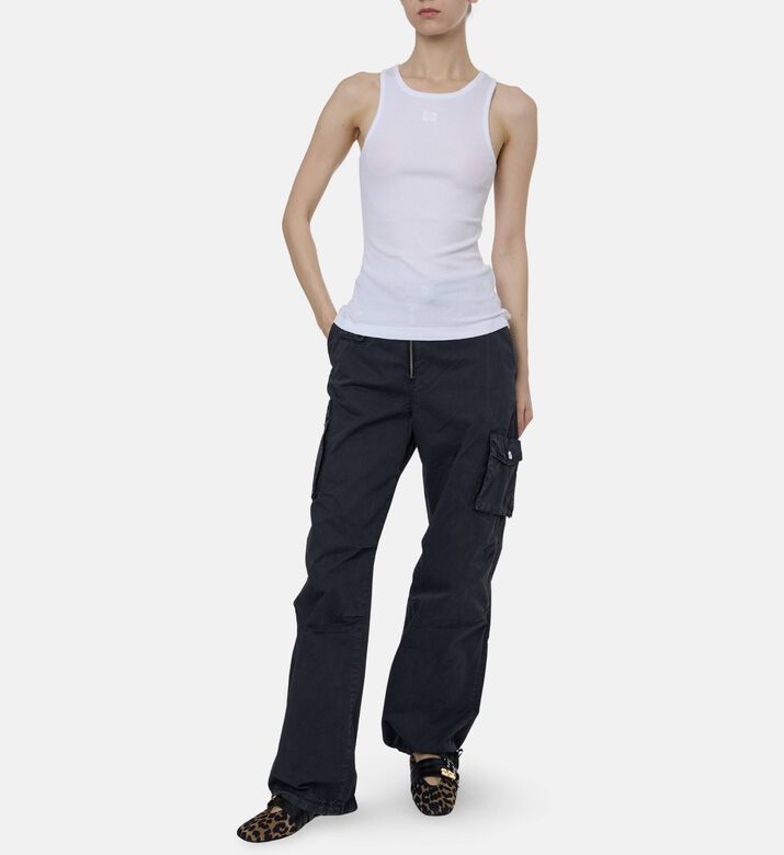 Ganni Minimalist Ribbed Tank Top, Model View