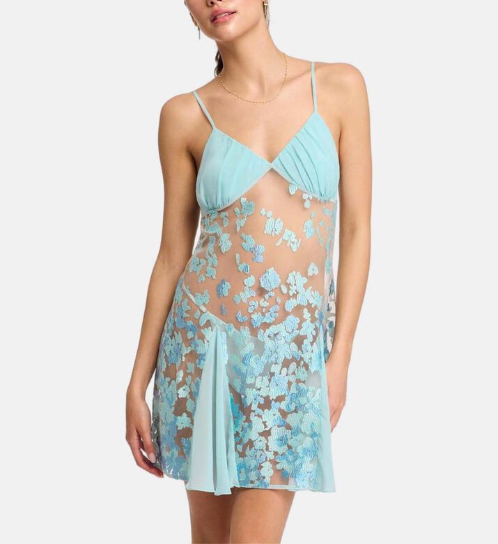 Sleeveless Floral Embellishment Dress